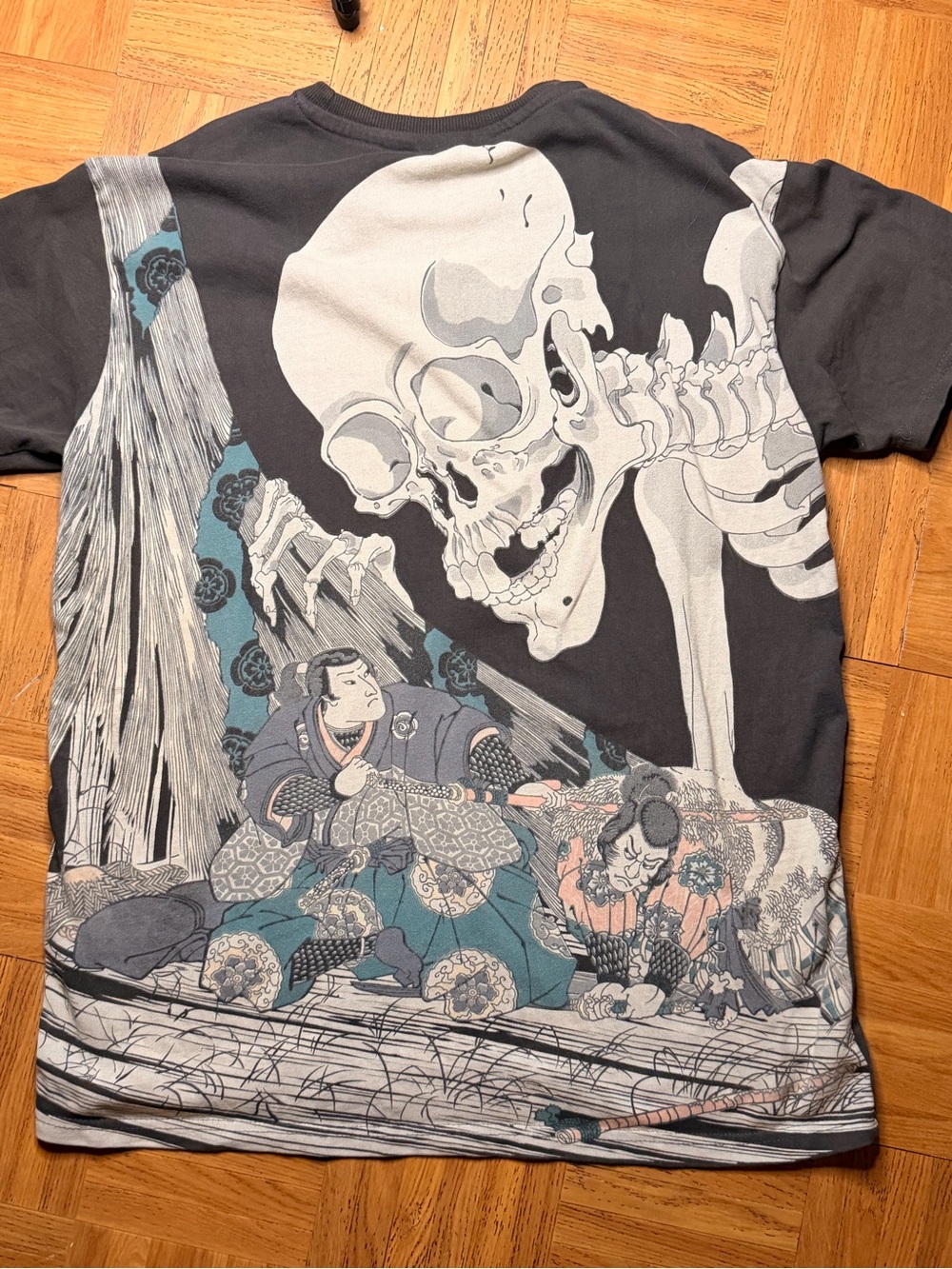 Rebel Vengeance Graphic Skeleton Ukiyo-e Rebel Short Sleeve Tee - Black & Teal